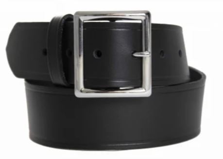 Unisex Black Garrison Belt with Silver Buckle